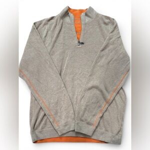 Tommy Bahama Quarter Zip Pullover Gray Orange Men’s XL